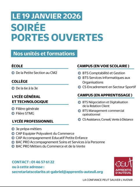 jpo 19/01/2026 ensemble scolaire st gabriel st françois d'Assise